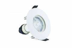 Integral LED Evofire Fire Rated Downlight 70mm Cutout 4Pack IP65 White Round +GU10 Holder